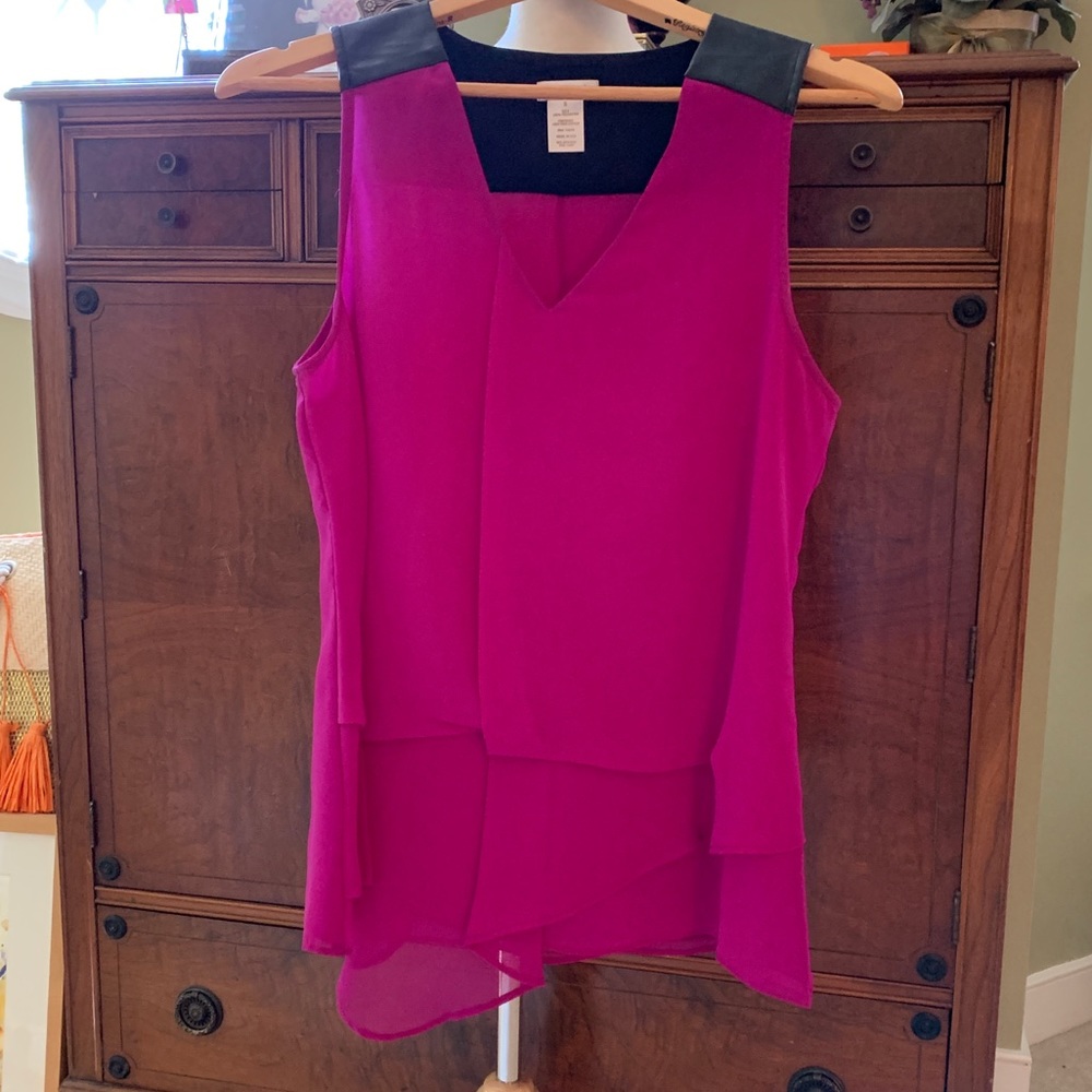 CACHE Gorgeous Asymmetrical Sheer Shirt 💜🖤💜🖤